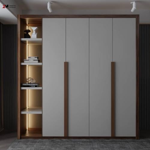 دولاب "السديم" المودرن – أناقة الرمادي وفخامة الخش...