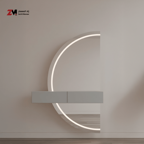 تسريحة بدرجين و مرايا نصف دائرة جدارية