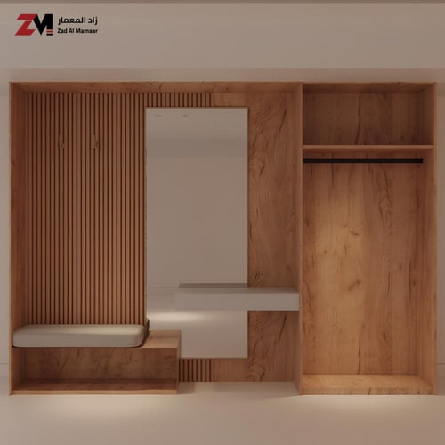 مدخل جداري مع خزانة تعليق العبايات