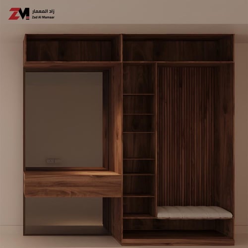 مدخل جداري مع مكتبة