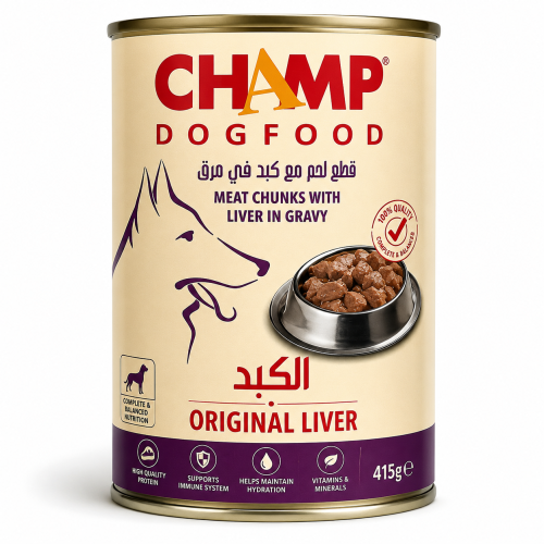 Champ Canned Wet Dog Food with Meat Pieces and Liv...