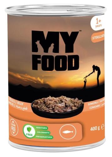 قطع سالمون 400 جرام للقطط البالغة ماركة My Food