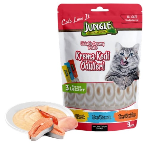 جنغل مكافآت كريمية للقطط متنوعة - 9 حبات