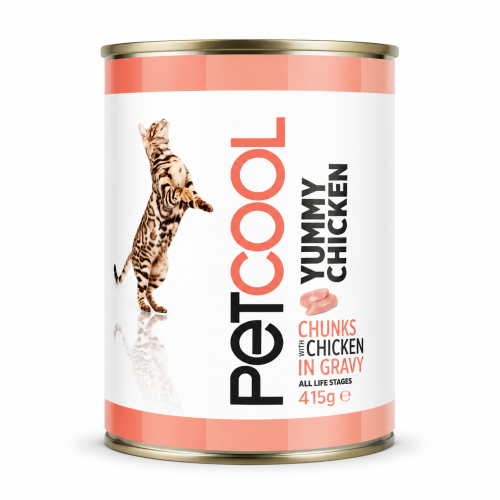 PetCool Wet Cat Food Cans with Chicken Pieces in G...