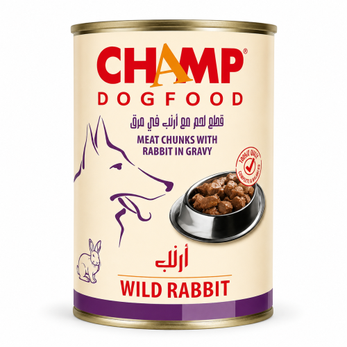 Champ Canned Wet Dog Food with Meat and Rabbit Pie...