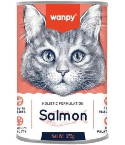 ونبي Wanpy - معلبات طعام رطب للقطط بالسلمون 375 ج