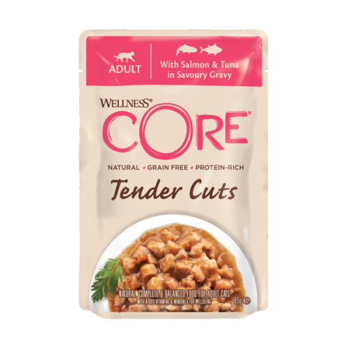 ويلنس كور - طعام رطب للقطط تندر اظرف قطع السلمون و...