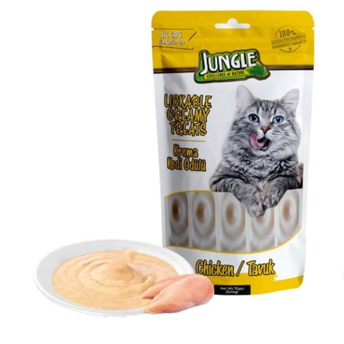 جنغل مكافآت كريمية للقطط بالدجاج - 5 حبات
