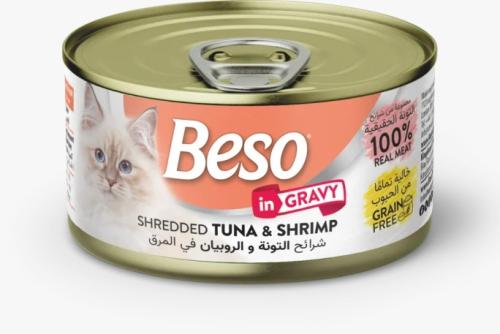 Biso Canned Wet Cat Food with Tuna and Shrimp in G...