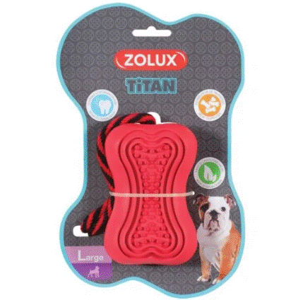 زولكس لعبة مطاطية قوية معلقة بحبل - احمر - كبير