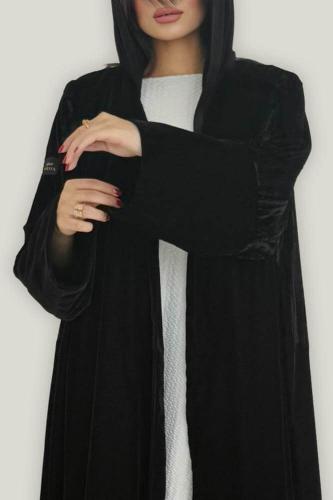 Black Korean velvet with crushed velvet from the back, flared