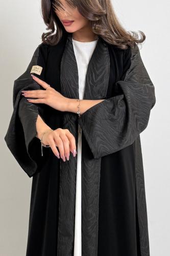 Black royal crepe with feteet jacquard