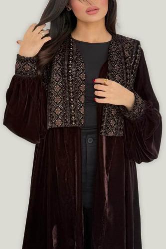 Luxury embroidered velvet abaya