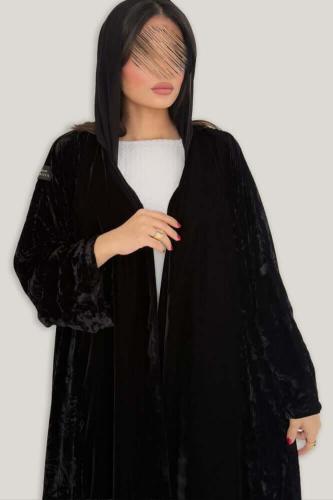 Black Korean velvet with floral velvet sides, flared