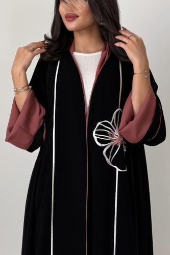 Pink embroidery abaya