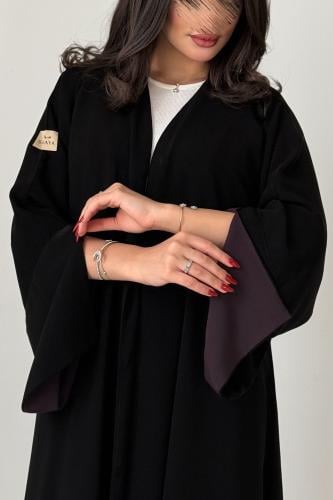 Royal crepe embroidery abaya with open sleeves