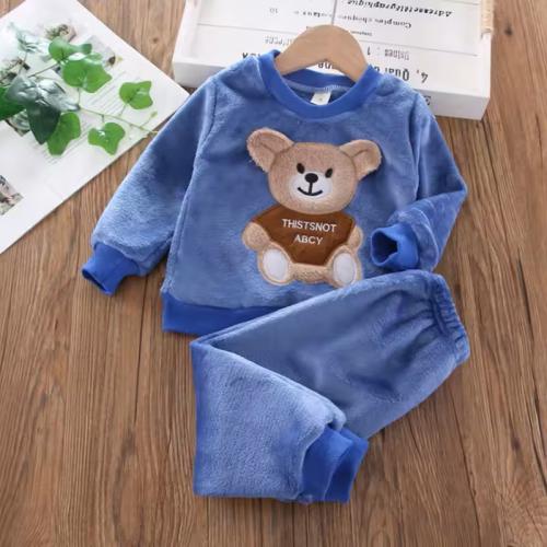 طقم بيجامات صوفية من الفانيلا للأطفال ، ملابس نوم...