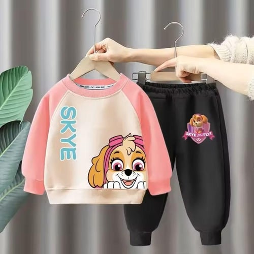 كنزة رياضية للأطفال بطباعة كارتونية ، توب وبنطلون