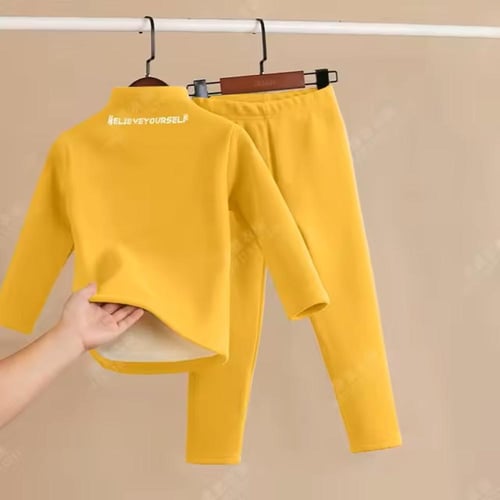 طقم بيجامات وبناطيل مطبوع عليها أحرف للأطفال ، ياق...