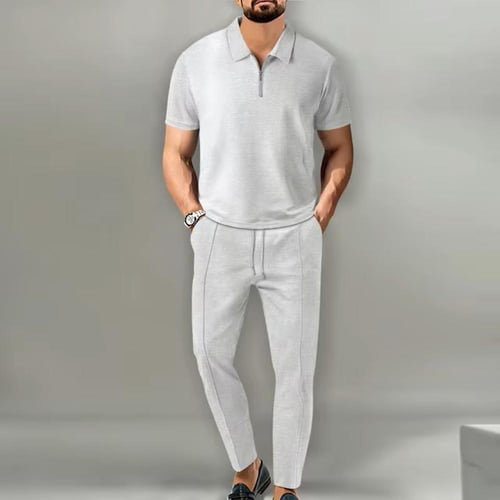 بدلة بياقة بسحاب للرجال وسروال