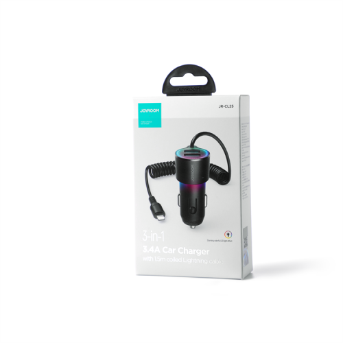 شاحن سيارة JOYROOM 3 في 1 Lightning – 3.4A + 2 USB...