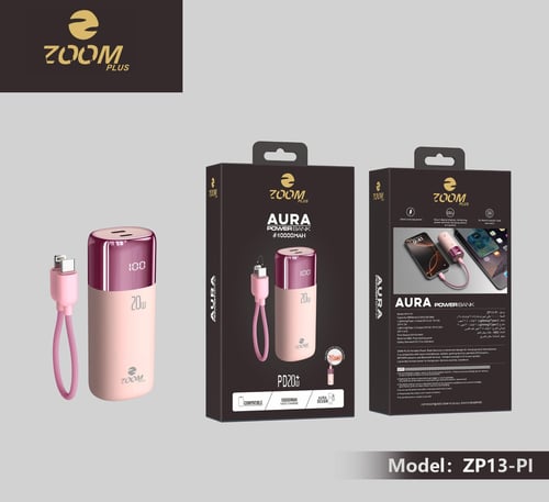 باور بنك ZOOM PLUS Aura 10000mAh – شحن سريع 20 واط...