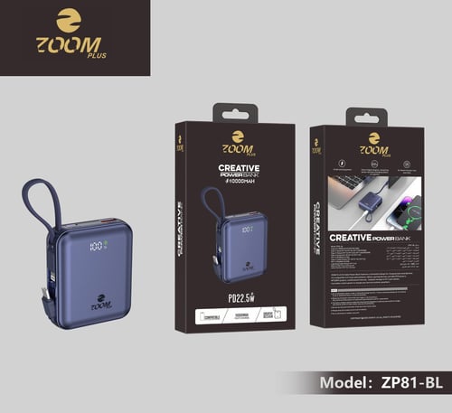 باور بنك ZOOM PLUS Creative 10000mAh – شحن سريع 22...