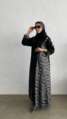 Formal abaya with jacquard edges