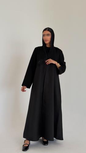 Black floral embroidered abaya