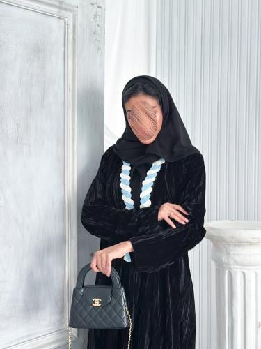 Velvet abaya, crushed and sky blue