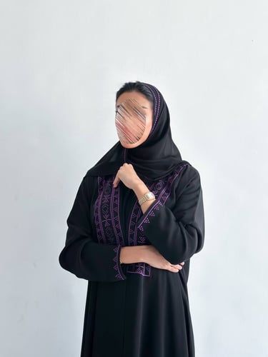 Abaya with Saudi lavender embroidery