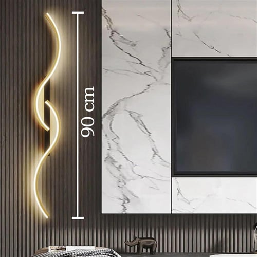 ابليك جداري داخلي اسود و ذهبي اضاءة صفراء 90cm