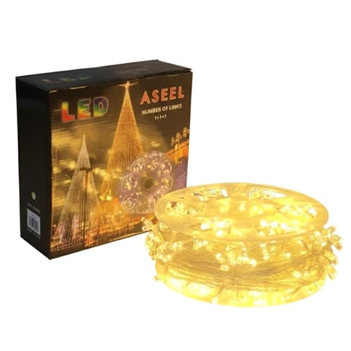 حبل زينة 50 متر لون انارة شمسي 500 لمبة LED سلك شف...