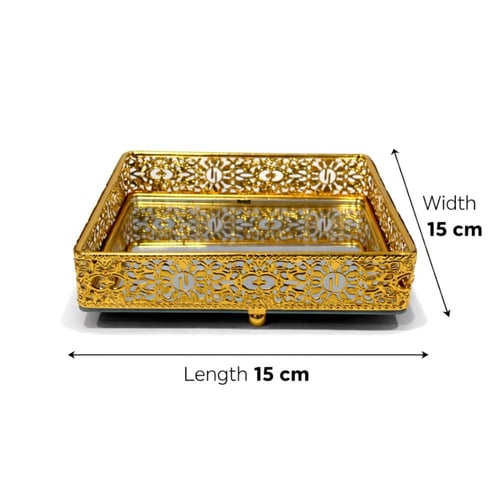 طقم مبخرة كريستال فاخر مع صينية ذهبية اللون-JAC-13...