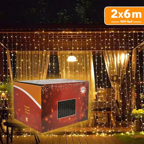 انارة زينة ستارة مقاس 2*6 متر لون انارة شمسي 1200...