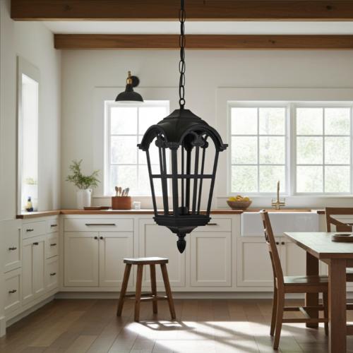 فانوس علاقي اسود قاعدة E27