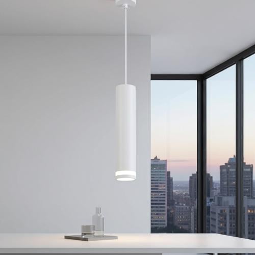 علاقي اسطواني ابيض مع حلق مضيء طول 40cm لمبة تغيير...