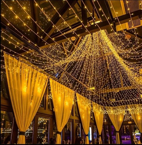 حبل زينة 50 متر لون انارة شمسي 500 لمبة LED سلك شف...