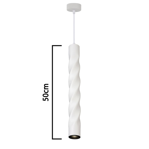 White spiral cylindrical connector, 50cm long, GU10 bulb replacement