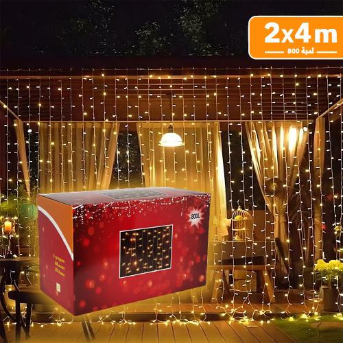 انارة زينة ستارة مقاس 2*4 متر لون انارة شمسي 800 ل...