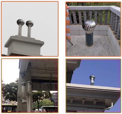 غطاء مدخنة دوارة من الستانلس ستيل لحماية سقف المدخ...