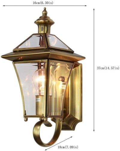 فانوس جداري خارجي ذهبي – قاعدة E27، مقاومة للماء I...