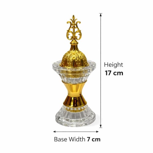 طقم مبخرة كريستال فاخر مع صينية ذهبية اللون-JAC-13...