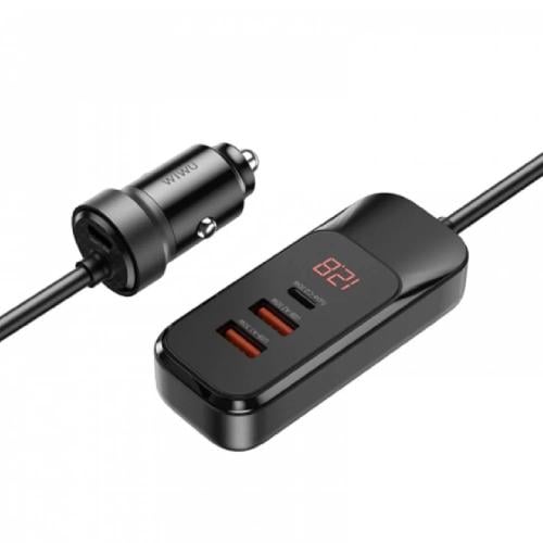 شاحن سيارة ممتد منفذUSB-A & USB-C 120 W من شركة WI...