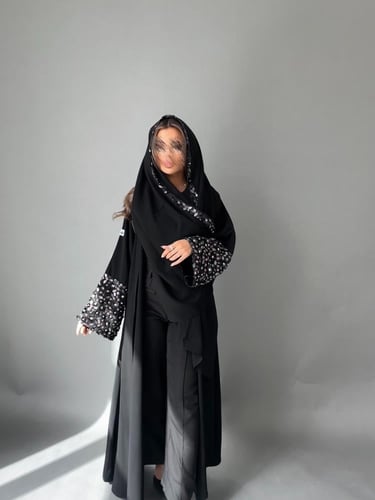 عباية موج بقماش كريب لمياء قصة نص كلوش