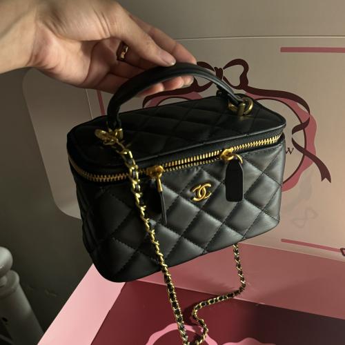 Chanel makeup bag black