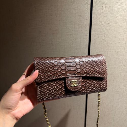 Mini Chanel brown leather