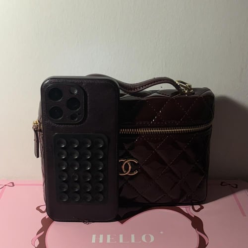 شانيل ميني مربع عنابي لماع