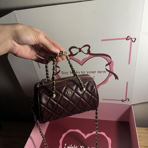 شانيل دائري ميني عنابي