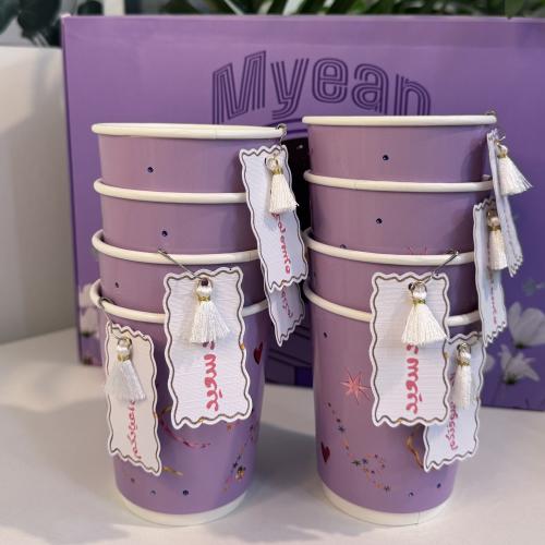 مجموعة (8)أكواب ورقية 8oz دبل سميكه تصميم حسب الطل...